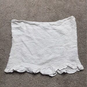 White Smocked Ruffle Hem Crop Top - Women's